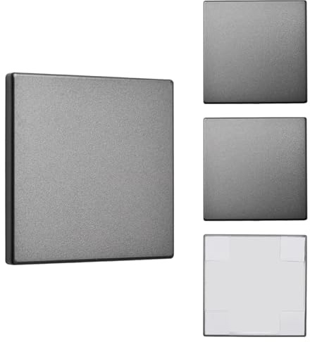 UFURMATE 4 placas de pared en blanco de 3.4 x 3.4 pulgadas, de plástico, sin tornillos, doble placa de pared en blanco, cubierta de toma de corriente para enchufes o interruptores no utilizados (gris