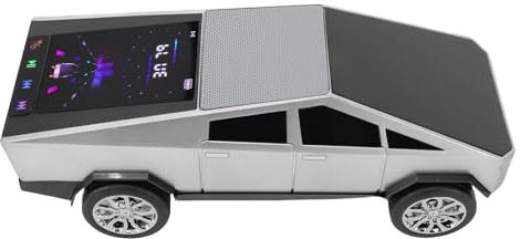 Yanmis Elektrischer LKW-Bluetooth-Lautsprecher, Tragbarer Lautsprecher mit Dynamischem Bildschirm, UKW-Radio, LED-Partybeleuchtung, Integriertem Mikrofon, Kabellose Stereoanlage, für (Silver)