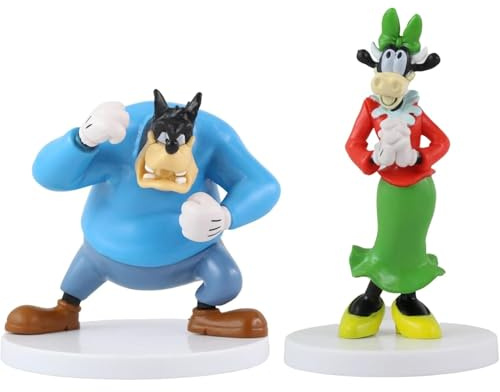Mickey Mouse and Friends 3D Figures - Highly Detailed 6-10cm Collectible Miniature Figures Perfect for Cake Toppers - (Pete & Clarabelle)