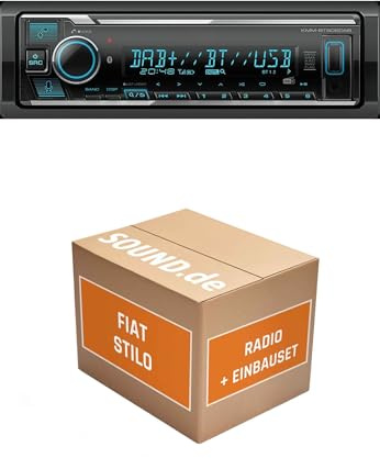 Autoradio Einbaupaket für Kenwood KMM BT508DAB kompatibel mit FIAT Stilo, So,System mit Endstufe | Bluetooth Telefonieren DAB,