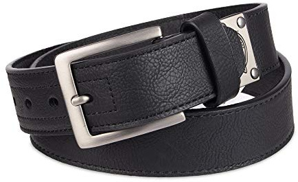 Dickies Men's 38mm Leather Belt with Two Row Stitch, black, 38