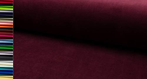StoffBook EDEL BAUMWOLLE STRETCH SAMTSTOFF NICKISAMT STOFF STOFFE (Bordeaux)