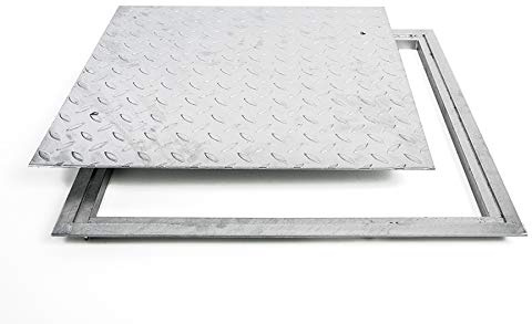 SA-50 Stahl Schachtabdeckung verzinkt begehbar 500 x 500 mm Tränenblech Schachtdeckel Deckel mit Rahmen Kanalschacht quadratisch eckig