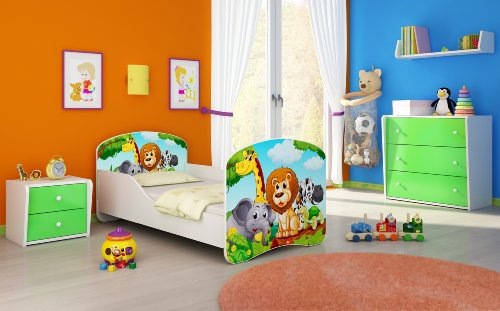 ACMA I Lit Enfant Bébé TIROIR Matelas sommier Gratuite Meubles pour Enfants (02 Petits Animaux, 180 x 80 cm)