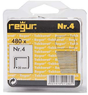 REGUR Typ 4 Tackerklammern aus verzinktem Stahl mit geharzter Oberfläche - 480 Heftklammern in der Länge 4/30 mm für Paneele und Pofilhölzer