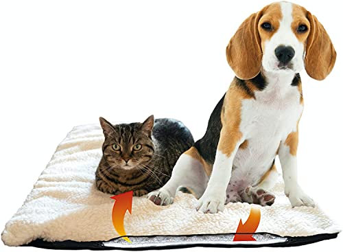 Fellou Heizdecke Katze 60 x 40 cm - Selbstheizende Decke Katze - Waschbar & Knisterfrei - Wärmedecke Katze - Heizmatte Katze