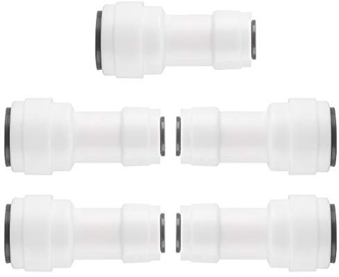 sourcing map 5uds Conexión Rápida Purificadores Agua Accesorios Tubo Conector Empuje Manguera Tubo Filtro Unión Tuberías para Sistema Ósmosis Inversa RO Recto, 3/8 -1/4 Tubo OD