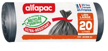 Alfapac Sacs Recyclés Maxi-Poids à Lien Large Reciclado Peso de Enlace Grande, Polietileno, Negro, 20 x 20L