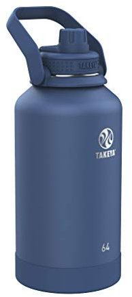 Takeya Actives Stainless Steel Water Bottle with Spout Lid, Plastic, Midnight Blue