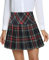 Damen College Style Elastische High Taille Plissee Mini Rock A-Linie Tartan Röcke mit Unterhosen(XL, 18)