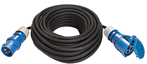 CEE Gummi Verlängerung schwarz, 25m Kabel für 230V, 16A, 3x2,5mm² H07RN-F3G2,5 Camping