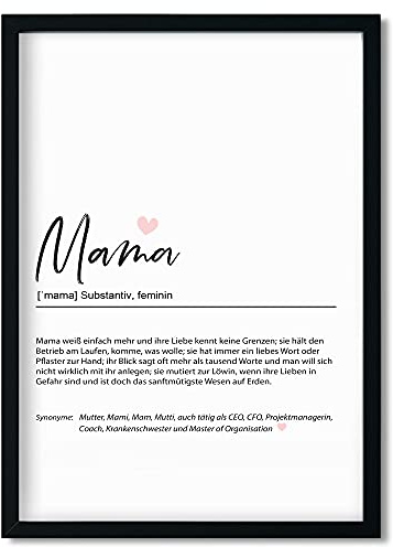 Urhome Kunstdruck Definition Mama ohne Bilderrahmen in DIN A3 - Worterklärung wie im Duden Lexikon Wandbild Wanddeko mit Spruch für Wohnung Familie Freunde Geschenk