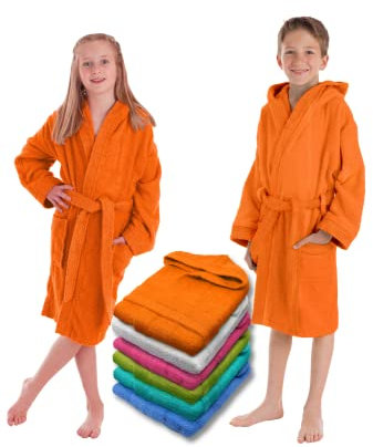 LEBENGOOD Accappatoio Bambino e Bambina, Ragazzo e Ragazza, Neonato, Bimbo e Bimba, Unisex - 100% Cotone OEKO-TEX® Accapatoi Bambini Spugna, Morbido, Ragazzi Piscina 6,8 Anni (6-8, Naranja)