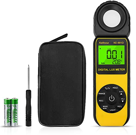 Light Meter Lux Foot Candle Reader for Plant w/Data Logging, Kethvoz 881D