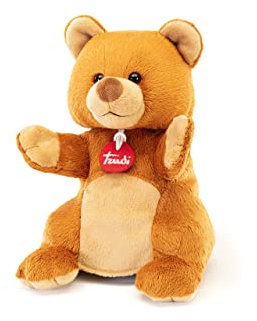 Trudi Puppets 29308 Plüsch Handpuppe Bär 16 x 24 x 15 cm (S), Stofftier aus hochwertigen Materialien, liebevolle Details, flauschig und weich, waschbar, Kuscheltier und Puppe für Kinder, Braun