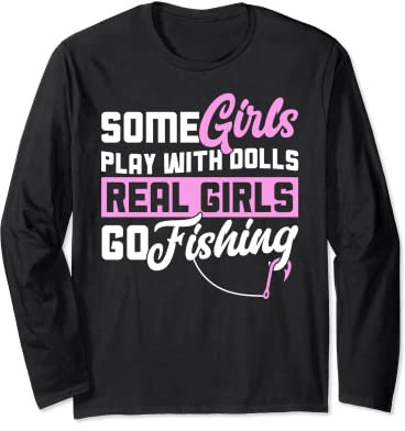 Lustige Angelbekleidung für Frauen echte Frauen zum Angeln gehen Langarmshirt