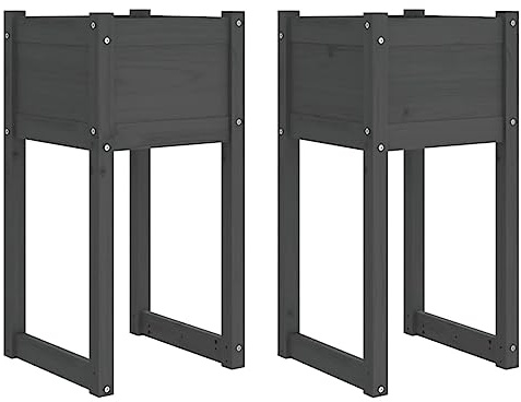 vidaXL Planters 2 pcs Grey 40x40x81 cm Solid Wood Pine