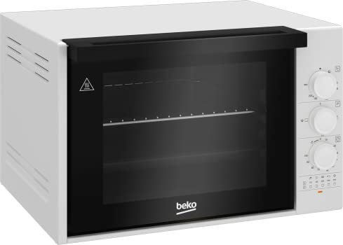 BEKO, Mini Four posable, Convection naturelle, 30L, Blanc, Minuteur coupe circuit, 2 vitres, Contre-porte plein verre amovible, 3 boutons, 3 fonctions de cuisson