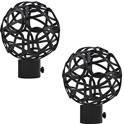 UFURMATE Vorhang-Endstücke, Gardinenstangen-Kopfkappe, dekorativ, hohl, für Fenster, Vorhangstange, Endstücke für Gardinenstange, Innendurchmesser 19 mm, Schwarz, 2 Stück