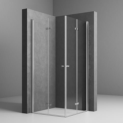 WOWINNE Duschkabine 80x90x185 cm Eckeinstieg Duschkabine 80x90 Falttür Duschabtrennung Falttür 5 mm ESG Sicherheitsglas Doppel Duschtür Drehfalttür
