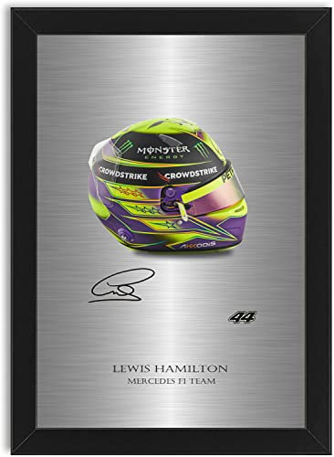 Lewis Hamilton 2023 Helm, signiertes Foto, A4, gerahmt #2
