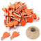 Lot de 25 Mini Pinces à Linge en Bois Orange en Forme de cœur, Petites Pinces à Linge Multicolores avec cœur, 3 cm