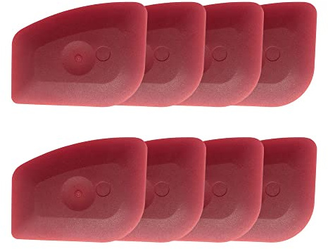 Pan Scrapers Dish Scraper Tool Set, 8Pack Cast iron Cleaner Scraper Multifunctional Scraper Polycarbonate Plastic Pan Pot Scraper, Iron Skillet Scraper Scrubber for Cleaning Grease, Kitchen (Red)