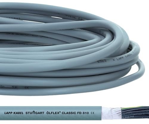 10 Meter Lapp 0026119 ÖLFLEX CLASSIC FD 810 Steuerleitung 2x0,75 mm² grau für Dauerbiegung I hochflexible Schleppkettenleitung PVC-Kabel für Schleppkette I Steuerkabel 2 adrig