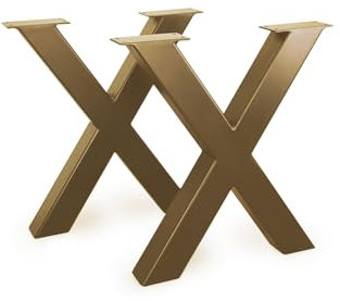 modernLOFTart Tischkufen Gold XP 100x100 mm - Tischbeine Metall Profil Sandgestrahlt und Pulverbeschichtet - Tischgestell Breite 86cm, Höhe 72cm - Industrial Loft