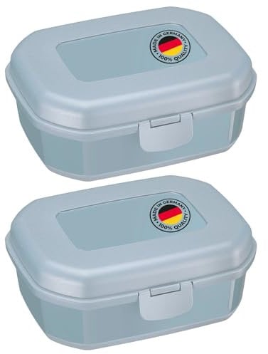 Westmark 2 x Snack Box Contenitore per Pane, con Chiusura a Scatto, Altezza 7.4 cm, Plastica, Maxi, Blu, 235222EB