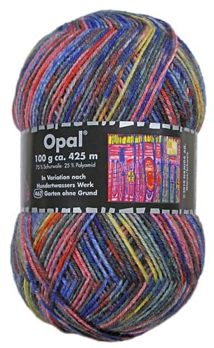 Frida's Wollhaus Opal 100 g Hundertwasser Sockenwolle 4-fach Strümpfe Socken Stricken 24 Farben (3205 | Garten ohne Grund)