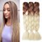 Dcbaboo Braids Extensions Kunsthaar Haare zum Einflechten 3 pack 24 Ombre Jumbo Braiding Hair Kanekalon Haarverlängerungen Zöpfe Afro Crochet Box Braids Haare für Braids 300g, Braun & Beige