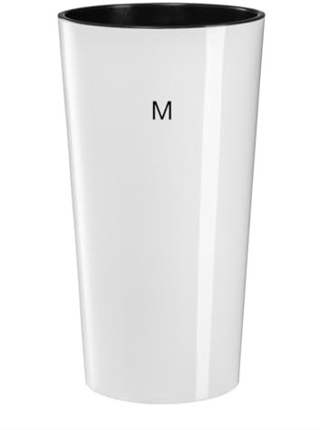 Blumenkübel Rund Hochglanz Slim Blumentopf mit Herausnehmbaren Einsatz (Weiß, M-36cm)