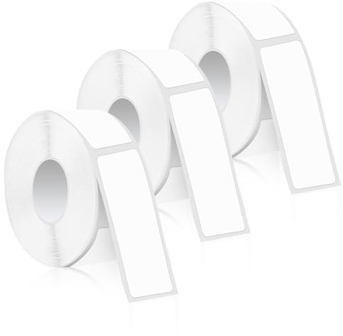3 Rollos Cintas Etiquetadora para Phomemo D30, 12mm x 40mm Blanca Cinta de Etiquetas Autoadhesiva Rollo de Papel Térmico Adhesivo para Oficina Hogar Suministros