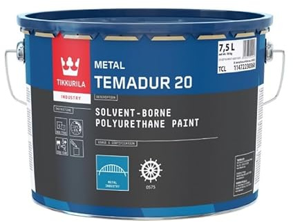 TIKKURILA Temadur 20 Pintura antioxidante para metal T3 3L – Dos componentes, pintura de poliuretano mate satinada, pigmentada anticorrosión, endurecida con isocianato alifático