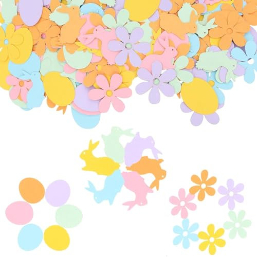 smartelf 100 Stück Ostern Konfetti Tischdeko, Streudeko, Tischdeko Ostern Deko, Frohe Konfetti Ostern Dekoration, Happy Easter Tischdeko, Hasen Konfetti Deko