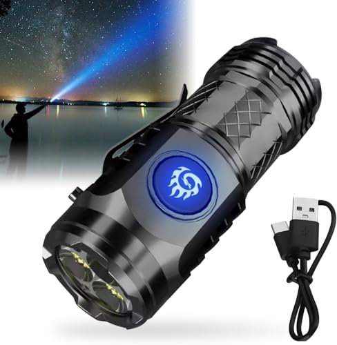 Casenly Mini-Taschenlampe mit dreiäugigem Monster, Mini Taschenlampe Led Tragbare LED Aufladbar Taschenlampen mit 5 Lichtmodi Wasserdicht Flashlight Mini Handlampe für Camping Wandern Outdoor Geschenk