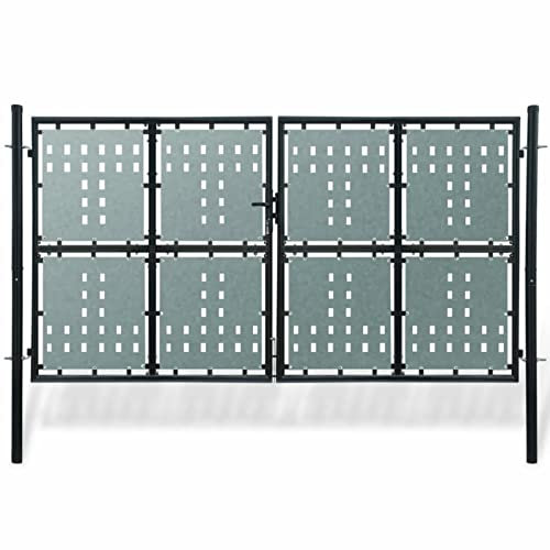 Mengtu Zauntor Einzeltor Gartentor Gartentür Zauntür Hoftor Gartenpforte Hoftür Pforte Tür Tor mit Schloss und 3 Schlüsseln Schwarz 300x225 cm Garten Möbel