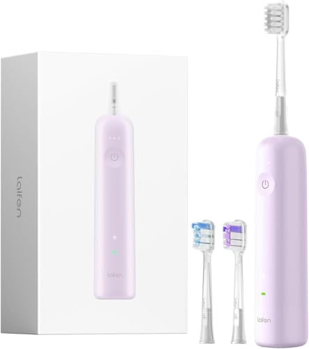 Laifen Wave elektrische Zahnbürste, Oszillation & Vibration elektrische Schallzahnbürste für Erwachsene mit 3 Bürstenköpfen, IPX7 wasserdicht magnetisch wiederaufladbar Reisezahnbürste (ABS Lila)