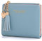CHAOFANXI Portefeuille Femme, Petit Porte Monnaie Cuir pour Femme Court Lisse et Souple avec Emplacements de Carte et Zippé Pochette à Monnaie(Bleu)
