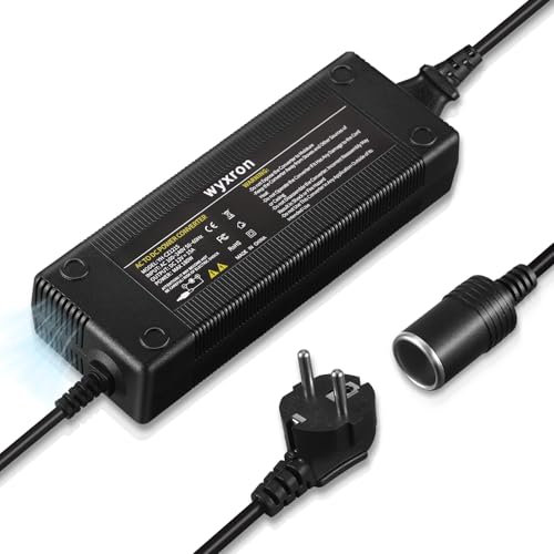 Wyxron Spannungswandler 230v auf 12v, Kfz Netzadapter 12V 15A Netzteil 180W Max Wechselrichter Adapter Zigarettenanzünder Steckdose, für Kühlbox/Autoausrüstung