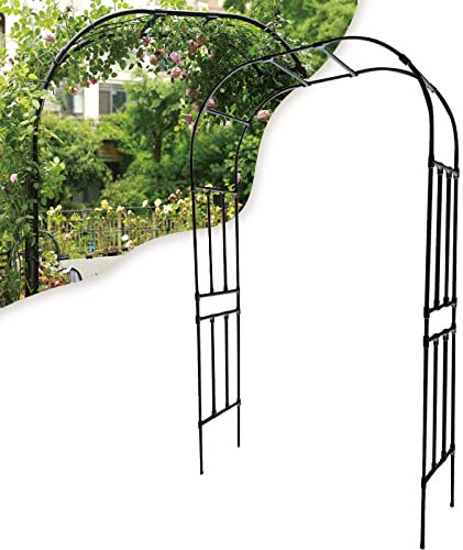 Robuster Gartenbogen mit Stahlrahmen, Rosenbögen aus Metall, Laube, Blumenständer, Pergola-Laube aus Metall, Hochzeitsbogen für Kletterpflanzen, Garten, Rasen, Hinterhof, Terrasse im Freien,