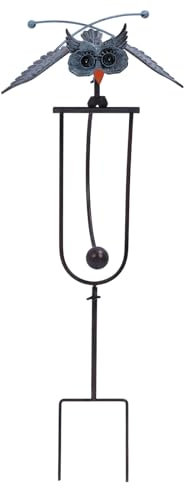 WOOXGEHM Eulen Gartenstecker, Eisen, Simulierter Handgefertigter Eulenstecker mit Flexiblen Gelenken, Outdoor Eulendekoration für Garten, Rasen, Terrasse, Blumentöpfe