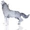 DLXK Kristallglas-Tierfigur, heulender Wolf, mundgeblasenes Glas, Tierskulptur, Sammlerstück, Briefbeschwerer (grau)