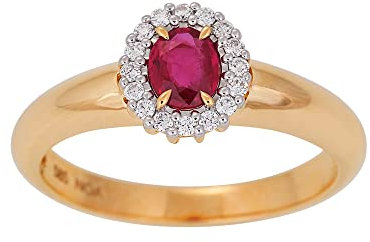 JC Trauringe Damenring Memoire-Ring 585 Gelbgold Verlobungsring mit Diamanten und einem Rubin Vorsteckring 138 034RU5 (53 (Ø 16,9 mm), 0.11)