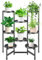 VeyFolzin.st 8 Etagen Metall Pflanzenständer Blumentopfständer, Blumenhocker Garten für Innen Außen, Blumenregal Regal Balkon Pflanzenregal Deko Pflanzentreppe Indoor Outdoor (Black)
