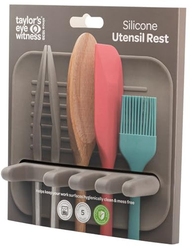 Taylors Eye Witness Silicone Utensil Rest – Heat-Resistant Non-Slip Holder, Waterproof, Dishwasher Safe Kitchen Tool. Perfect for Spoons, Spatulas & More! Modern Kitchen Counter Top Organiser