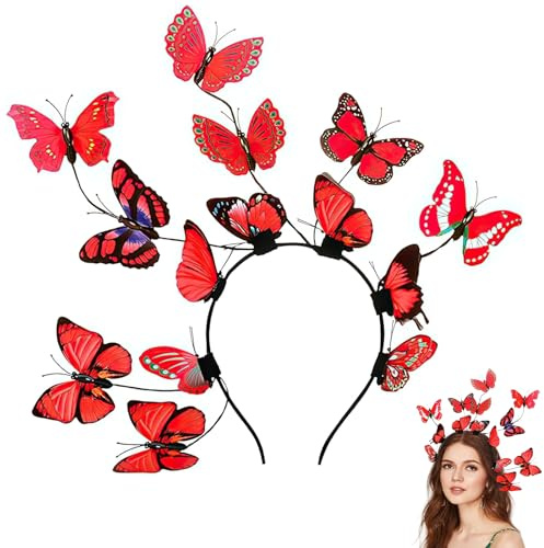 XIABYAYU Bandeau Papillon, Serre Tete Papillon Femme, Accessoire De Tête Papillon pour Fête, Bandeau Papillon 3D, Serre Tete Fille pour Carnaval, Cosplay, Mariage, Halloween
