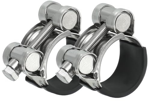PATIKIL 26-28mm T-Bolt Hose Clamp, 2 Pack Rubber Cushioned Intake Intercooler Pipe Tube Clamps 304 Stainless Steel Radiator Hose Clamp for 1.02-1.1 Pipe