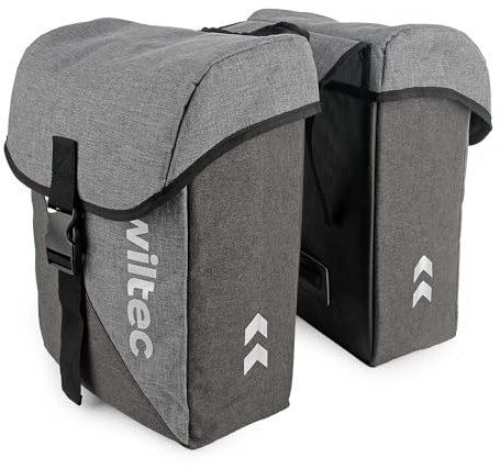 Wiltec Doppel Gepäckträgertasche, Fahrradtasche Gepäckträger 35 l Stauraum, wasserresistente Fahrrad Tasche, Gepäcktasche leichte Handhabung